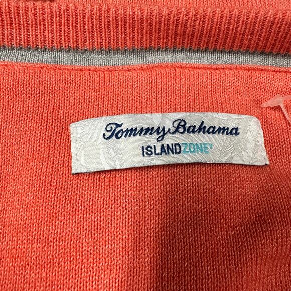 Tommy Bahama NWT Island Zone Big Tall Orange Sweater Men's Size 2XLT V-Neck - Picture 3 of 11